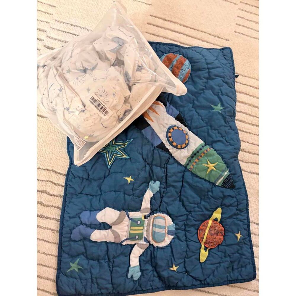 The Company Store Organic Percale Twin Sheet, Pillowcase, Sham Space Theme